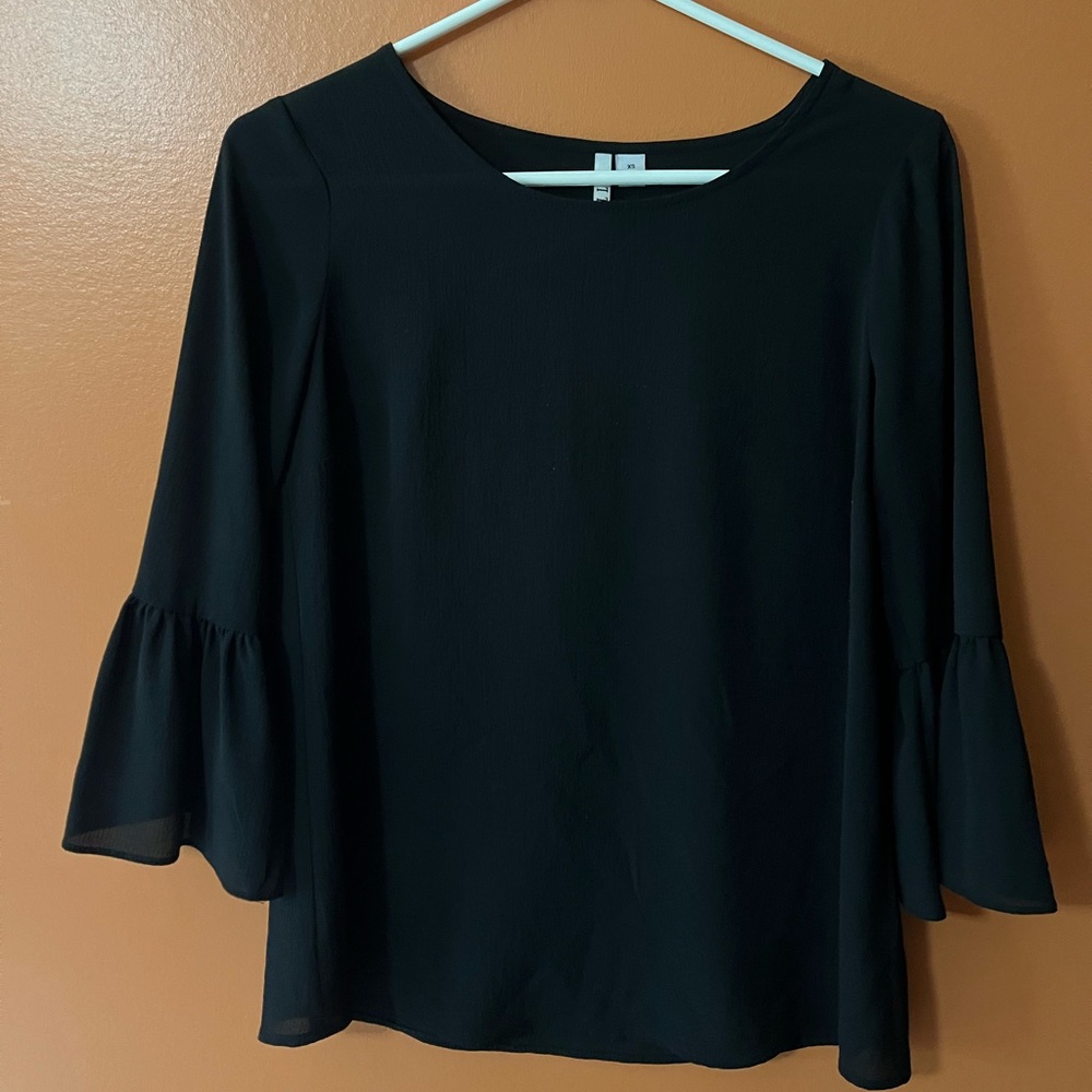 Sheer bell-sleeve top